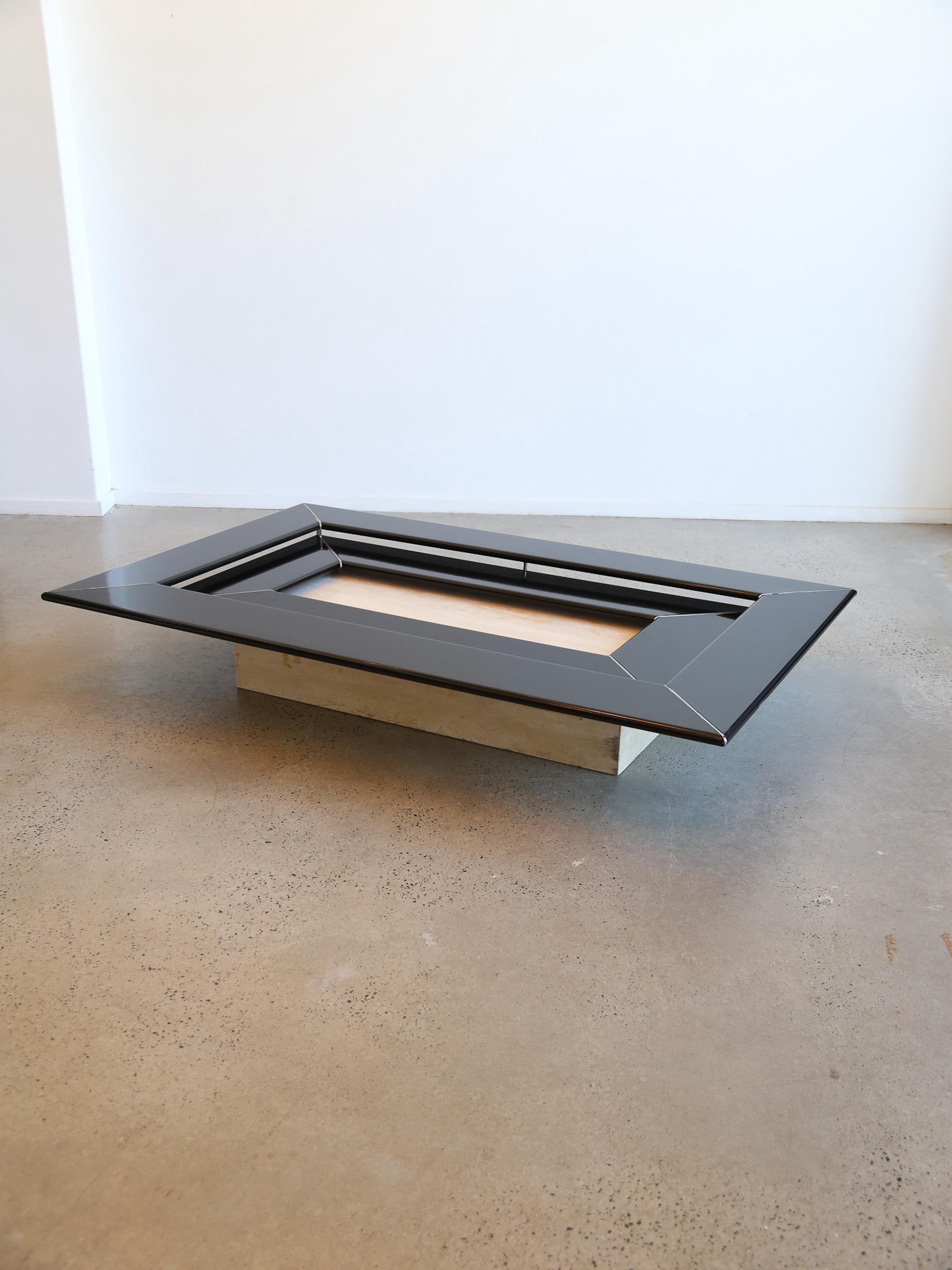 Re Quadro Coffee Table by Paolo Piva in Travertine and Lacquered Timber For Sale 8