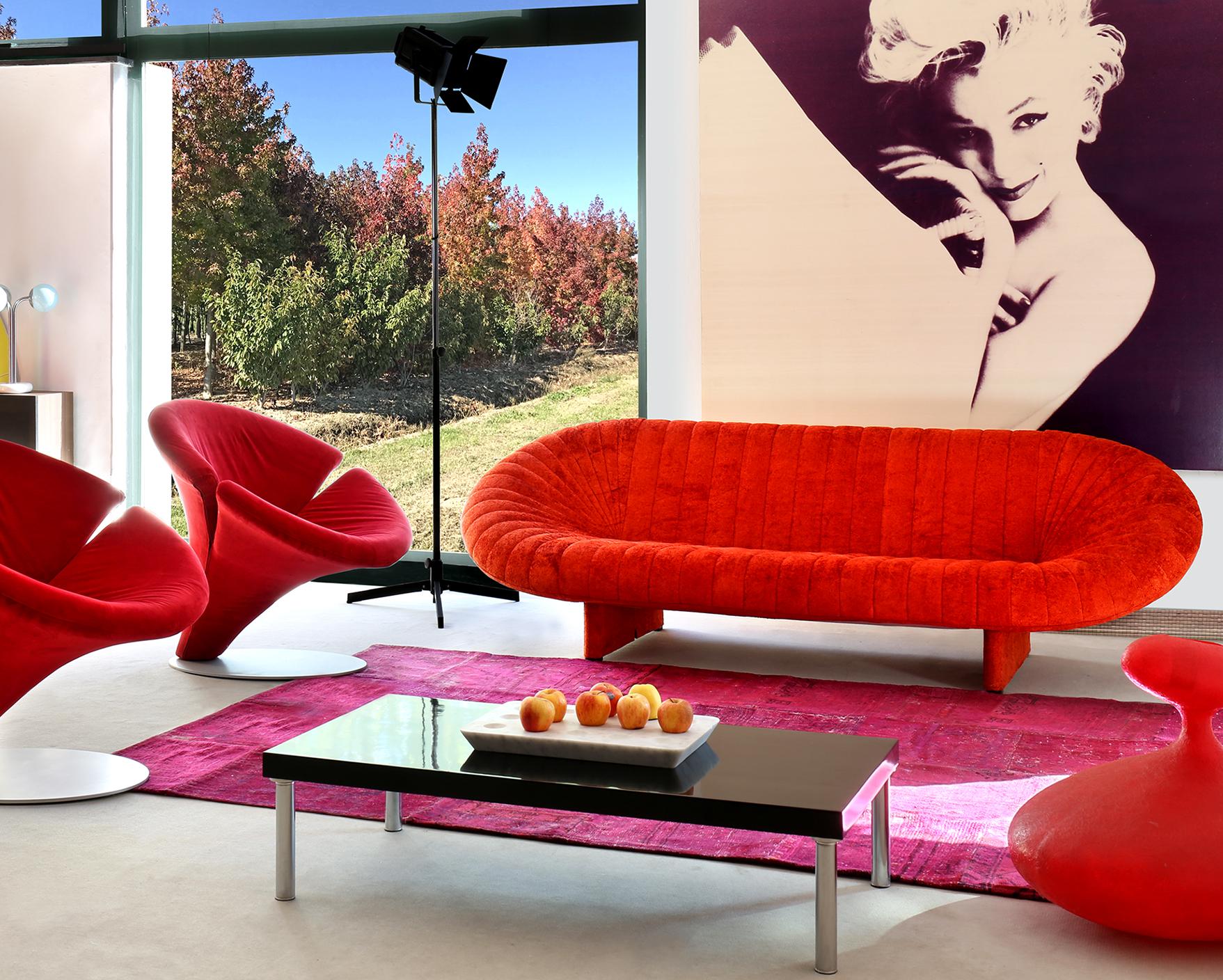 Contemporary Giovannetti, Modern 2000s Fabric Sofa by S. Giobbi, Red 
