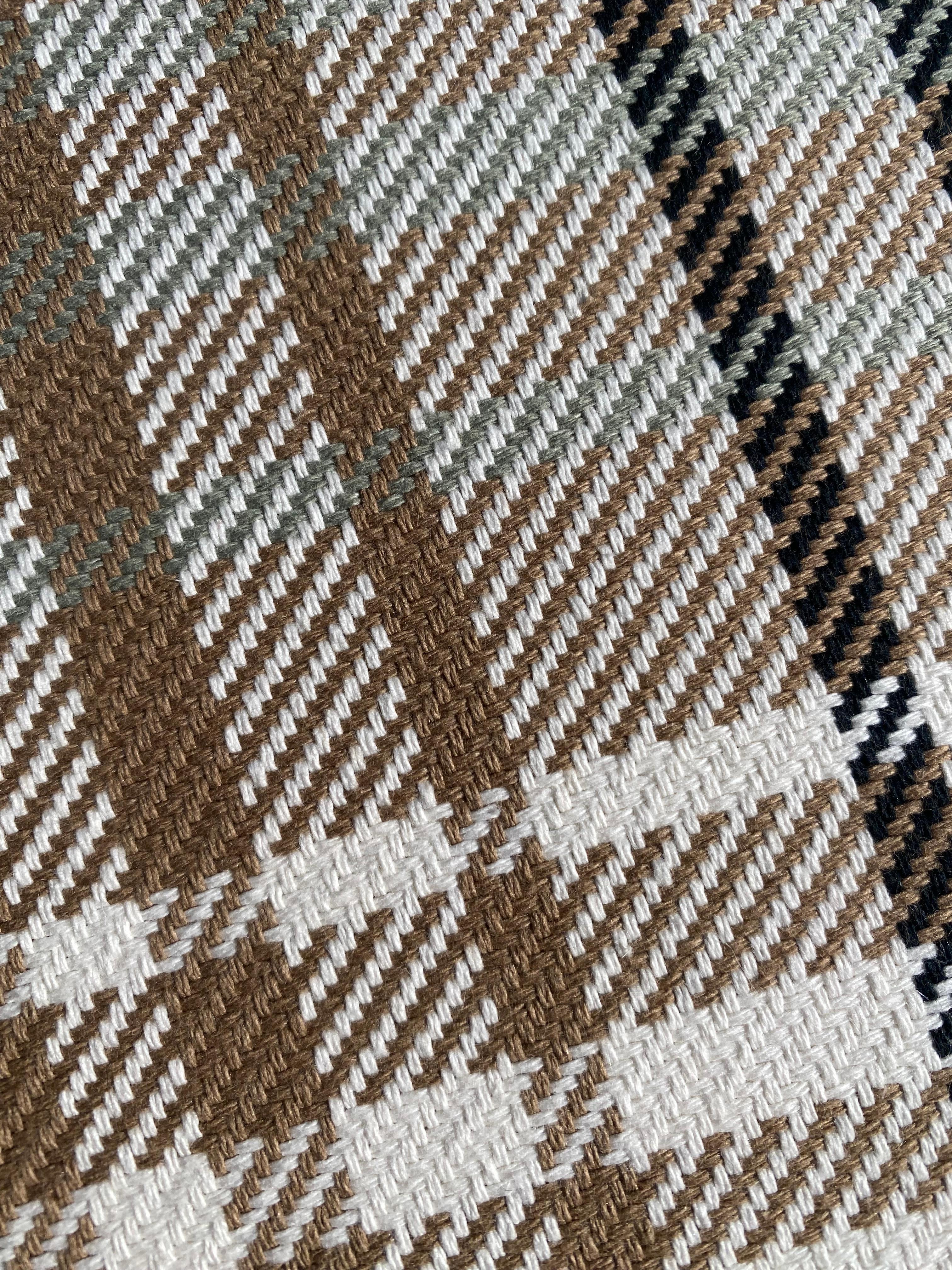 Milo Baughman-Style New Upholstery Plaid Cube Lounge Chairs, a Pair For Sale 11