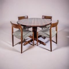 Re-upholstered teak dining set by N.O. Møller, Denmark 1960s