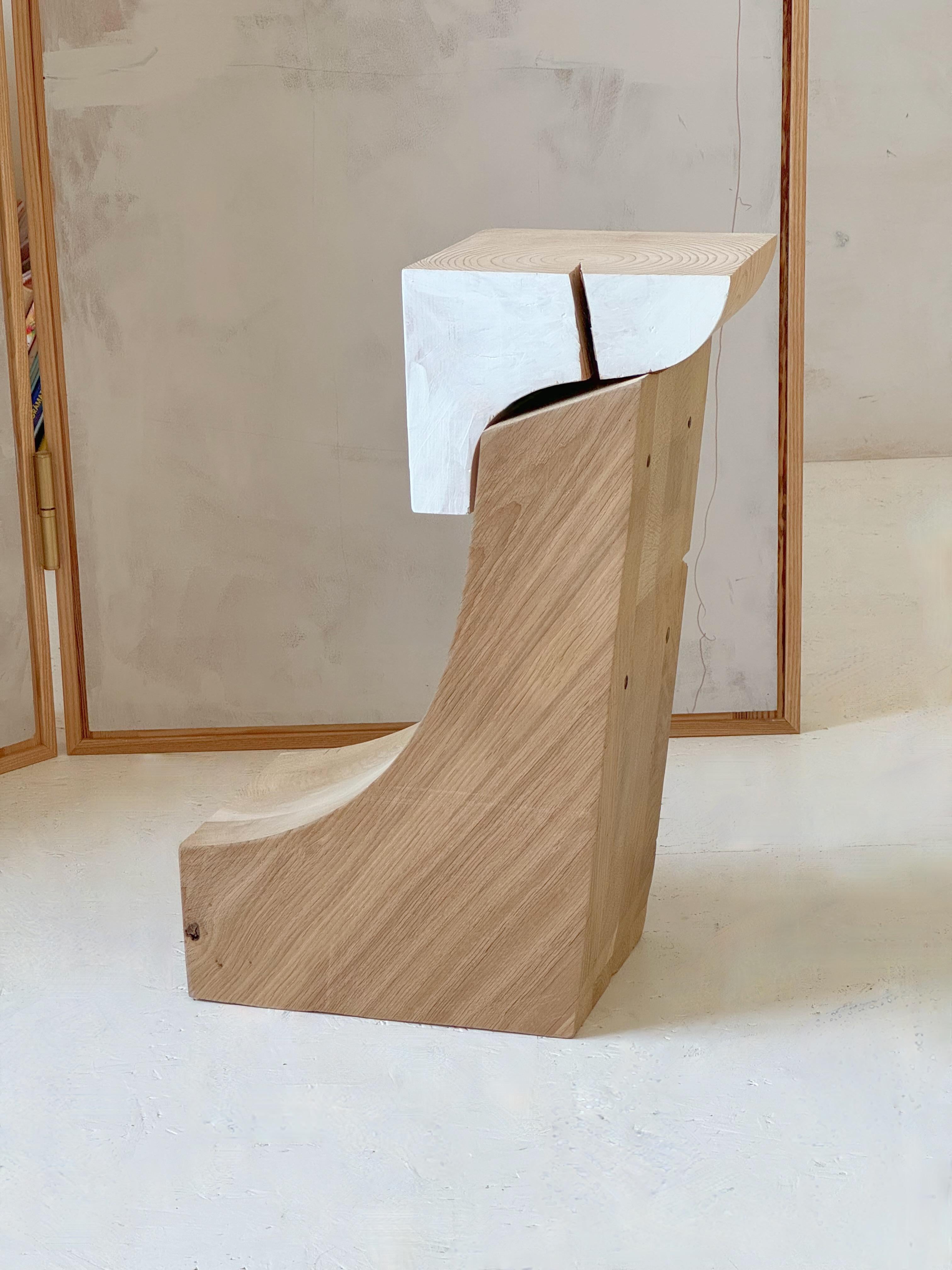 Minimalist RE:01 raw wood side table For Sale