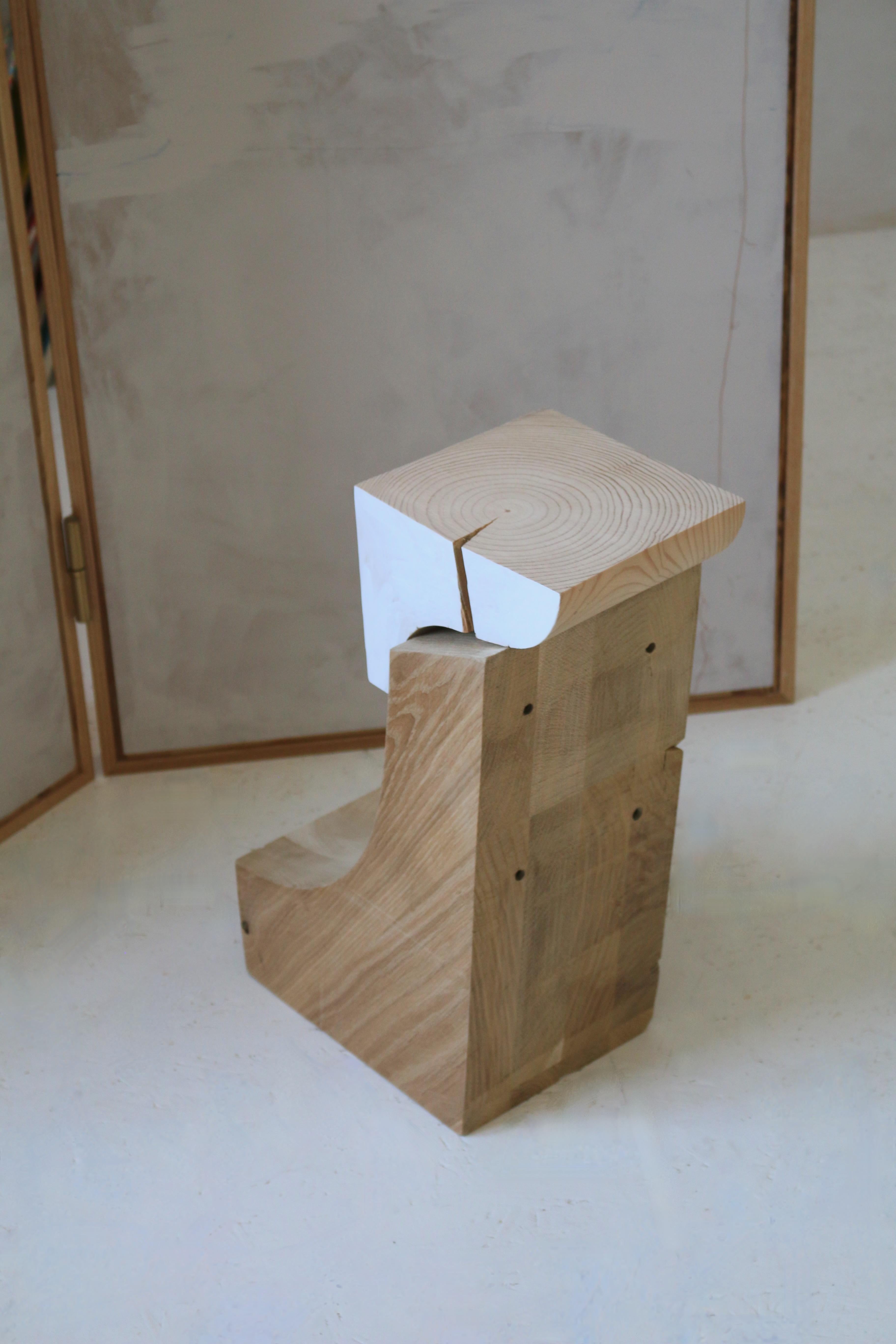 Baltic RE:01 raw wood side table For Sale