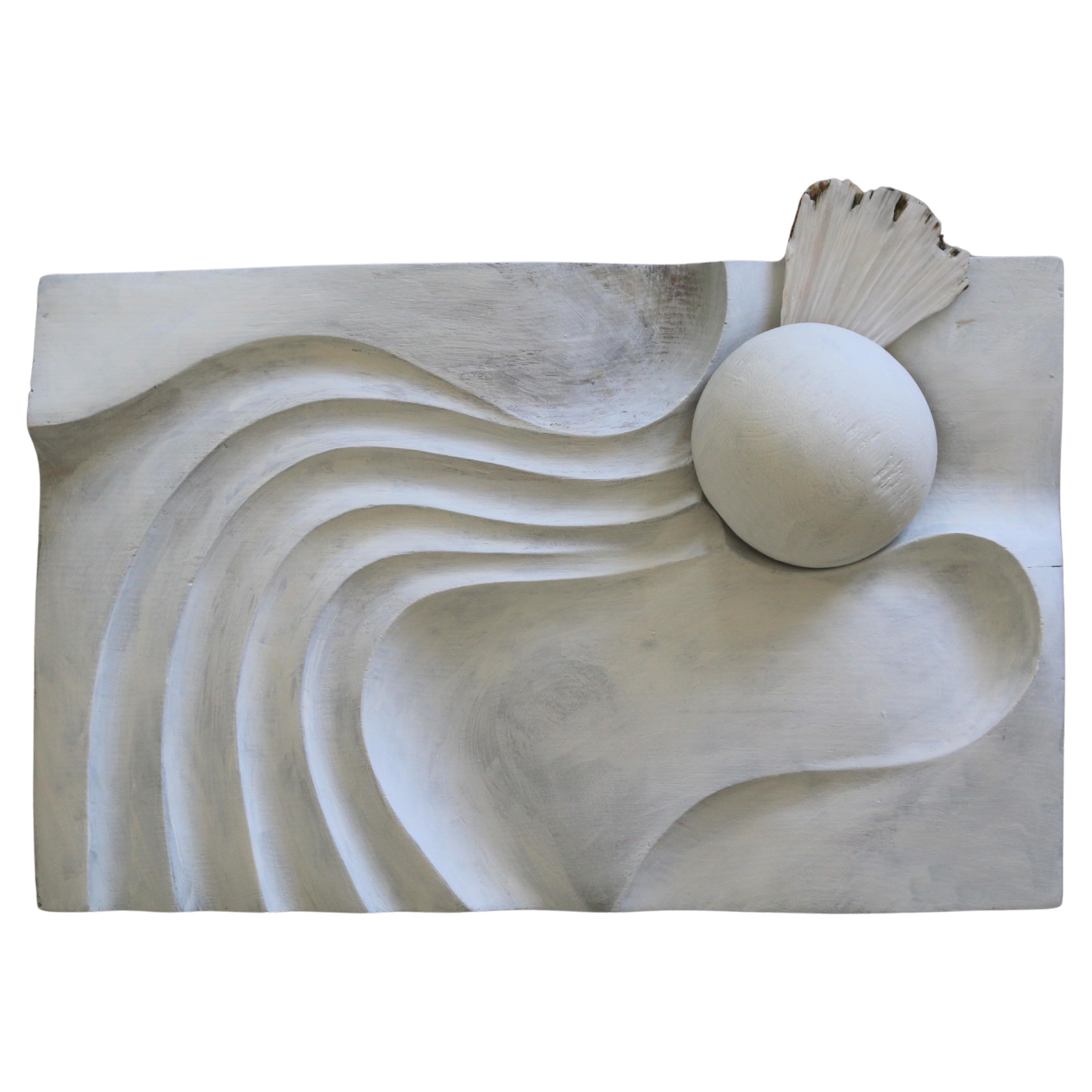 RE:04 White wood sculptural collage wall art For Sale