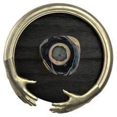 REACH-Black Painted Metal, Glass, Wood and Fiber Applique