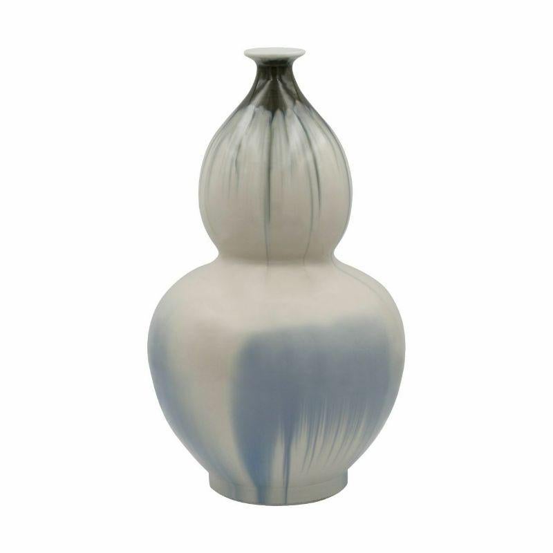 Chinese Chippendale Reaction Glazed Porcelain Gourd Vase, Large For Sale