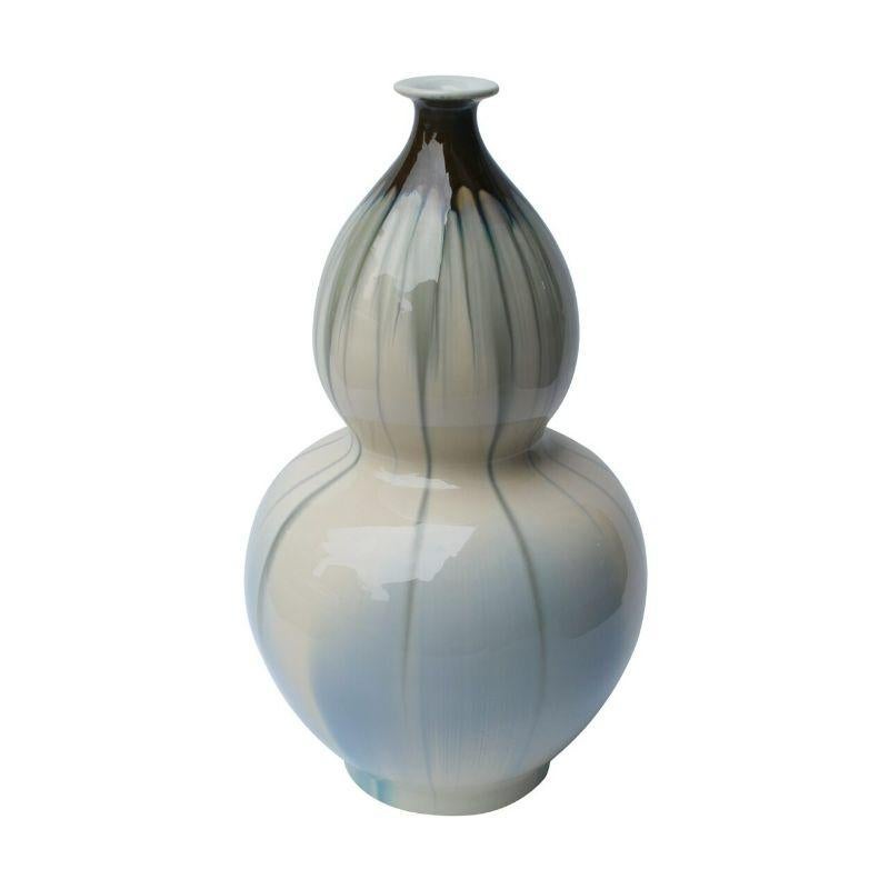 Chinese Reaction Glazed Porcelain Gourd Vase, Large For Sale