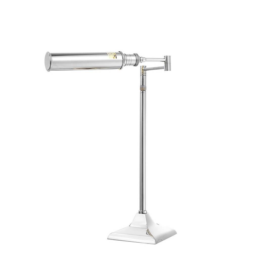 Table lamp readers with structure in nickel finish,
with swing arm and adjustable light. One bulb, lamp
holder type E14, max 40 Watt. Bulb not included.
Measures: L 15.5 x D 20 x H 53.5-61cm.
Also available in solid bronze finish.
Also