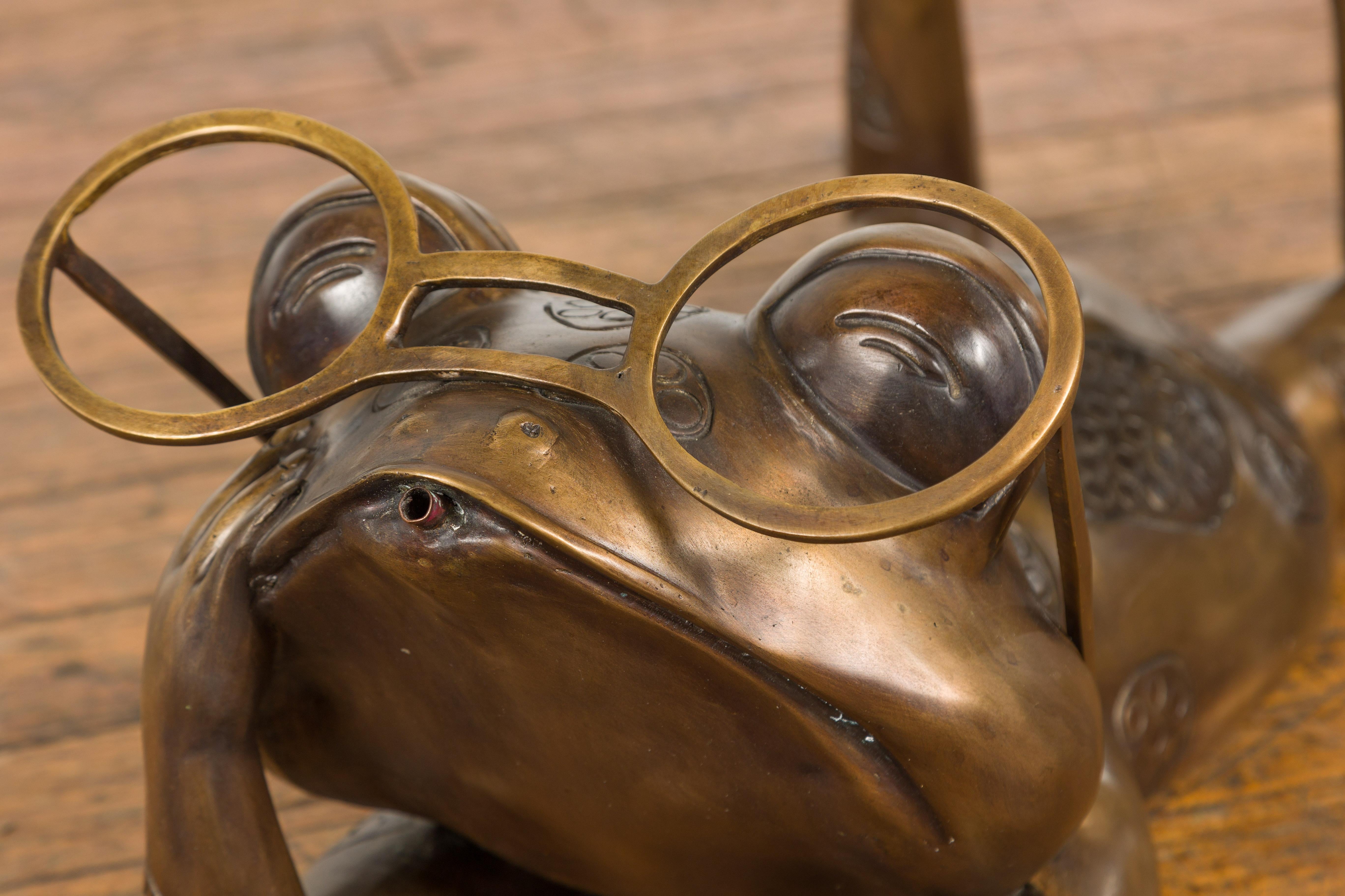 Gold Colored Bronze Frog Sculpture For Sale 7