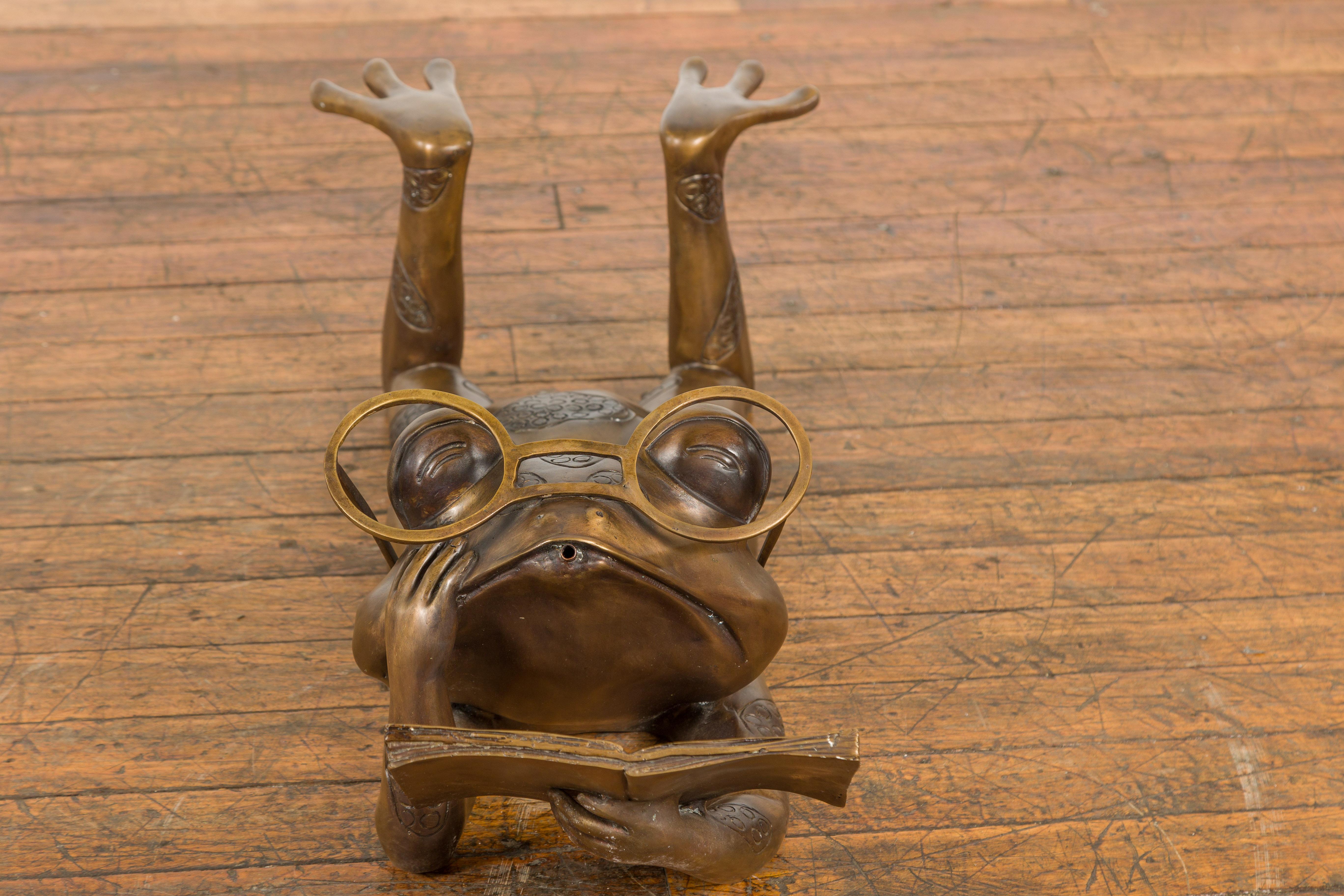 Gold Colored Bronze Frog Sculpture For Sale 9