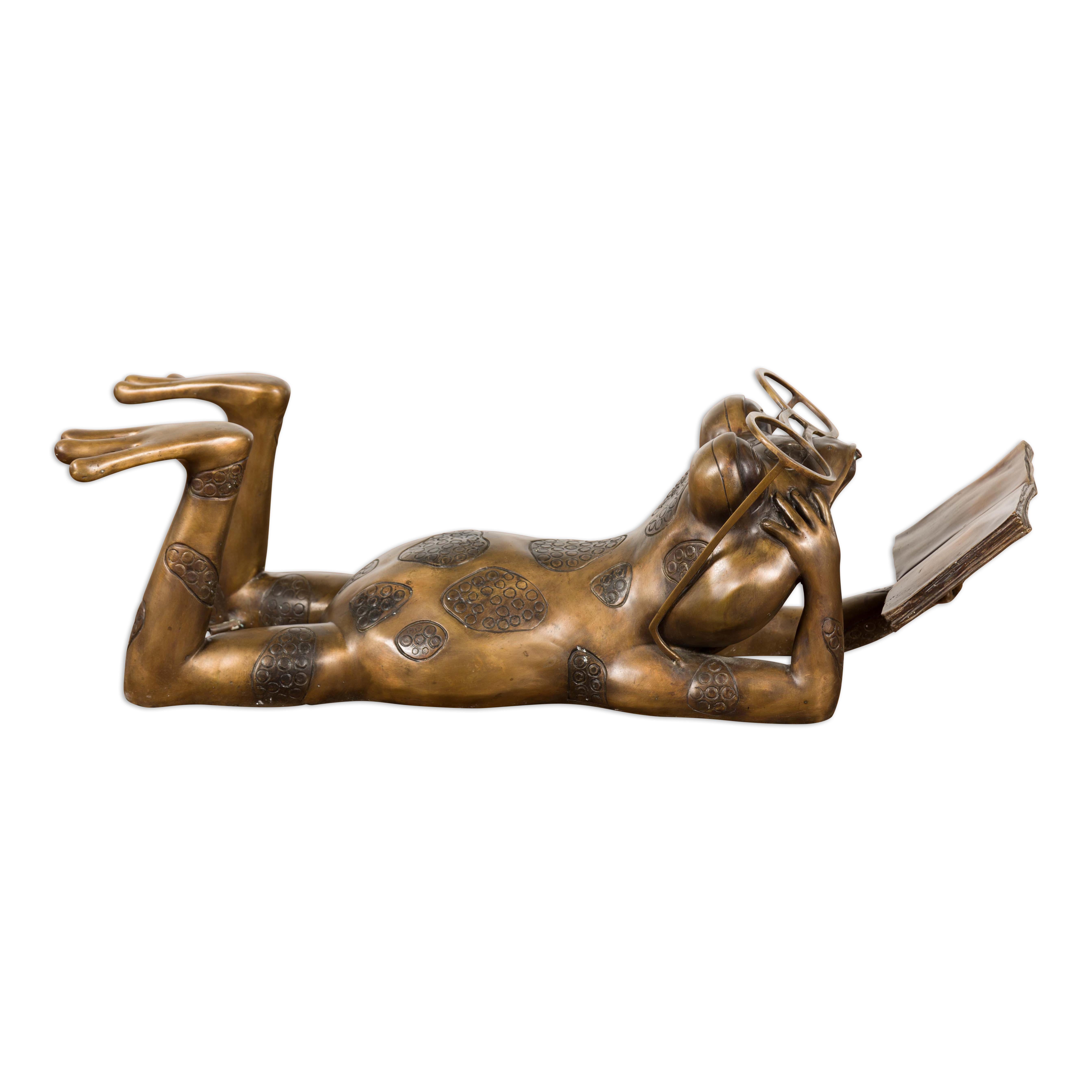 Gold Colored Bronze Frog Sculpture For Sale 14