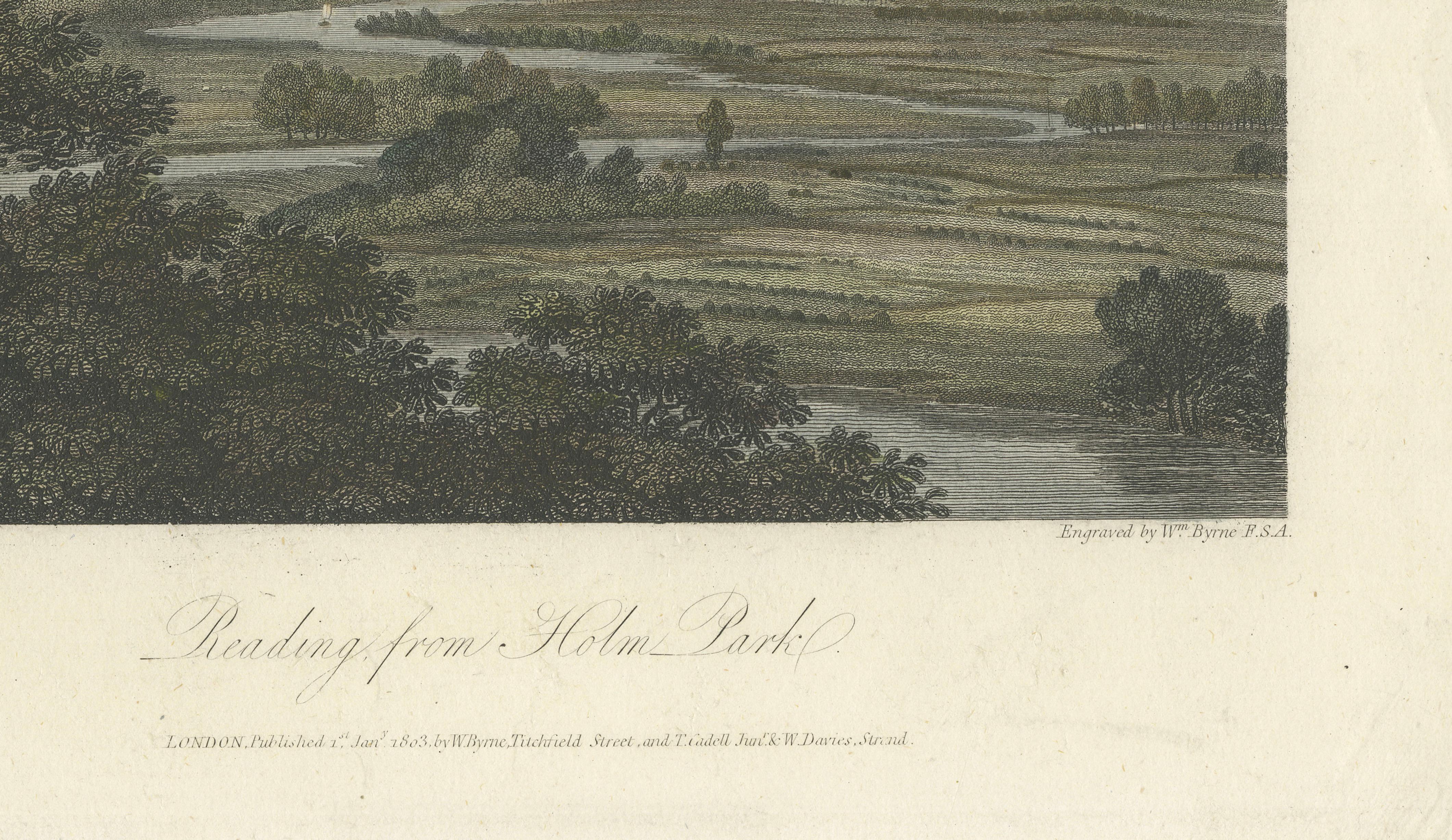 Reading from Holm Park — English River Landscape Engraving, Hearne & Byrne 1803