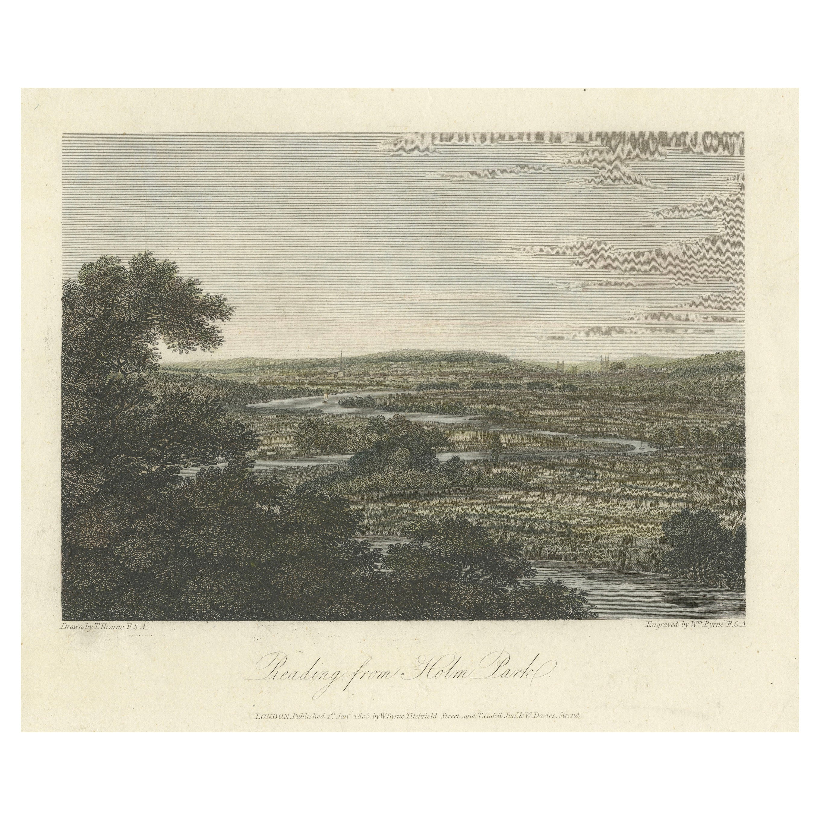 Reading from Holm Park — English River Landscape Engraving, Hearne 
Byrne 1803