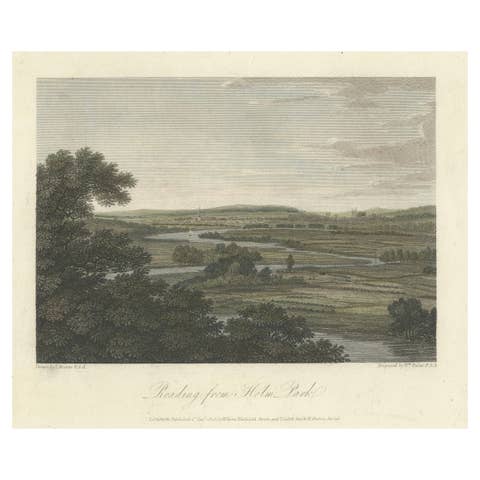 Reading from Holm Park — English River Landscape Engraving, Hearne & Byrne 1803