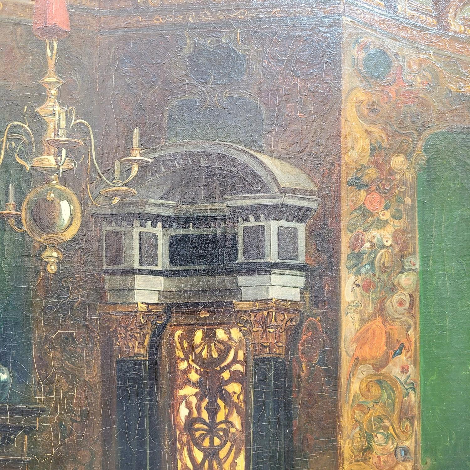 Lesung, Innenszene, gerahmt Hst, 19. Jahrhundert (Louis XIII.) im Angebot