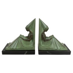 Reading Princess Moyen Age Original Max Le Verrier Art Deco Style Bookends