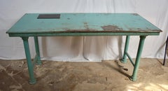 "Reading" Textile Factory Tables in Original Aquamarine Paint