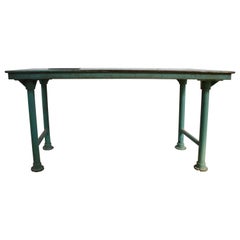 "Reading" Textile Factory Tables in Original Aquamarine Paint