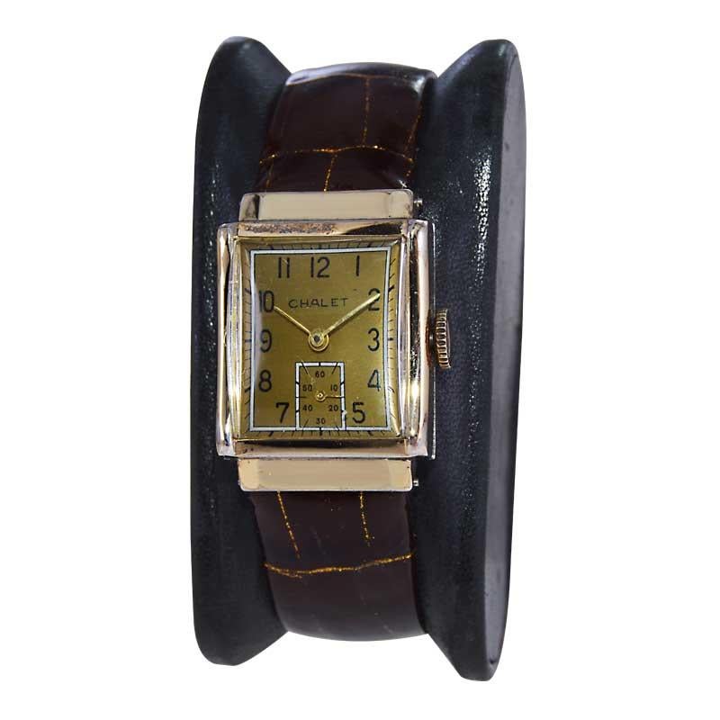 Women's or Men's Chalet Gold Filled Art Deco Watch from 1940's Swiss Made