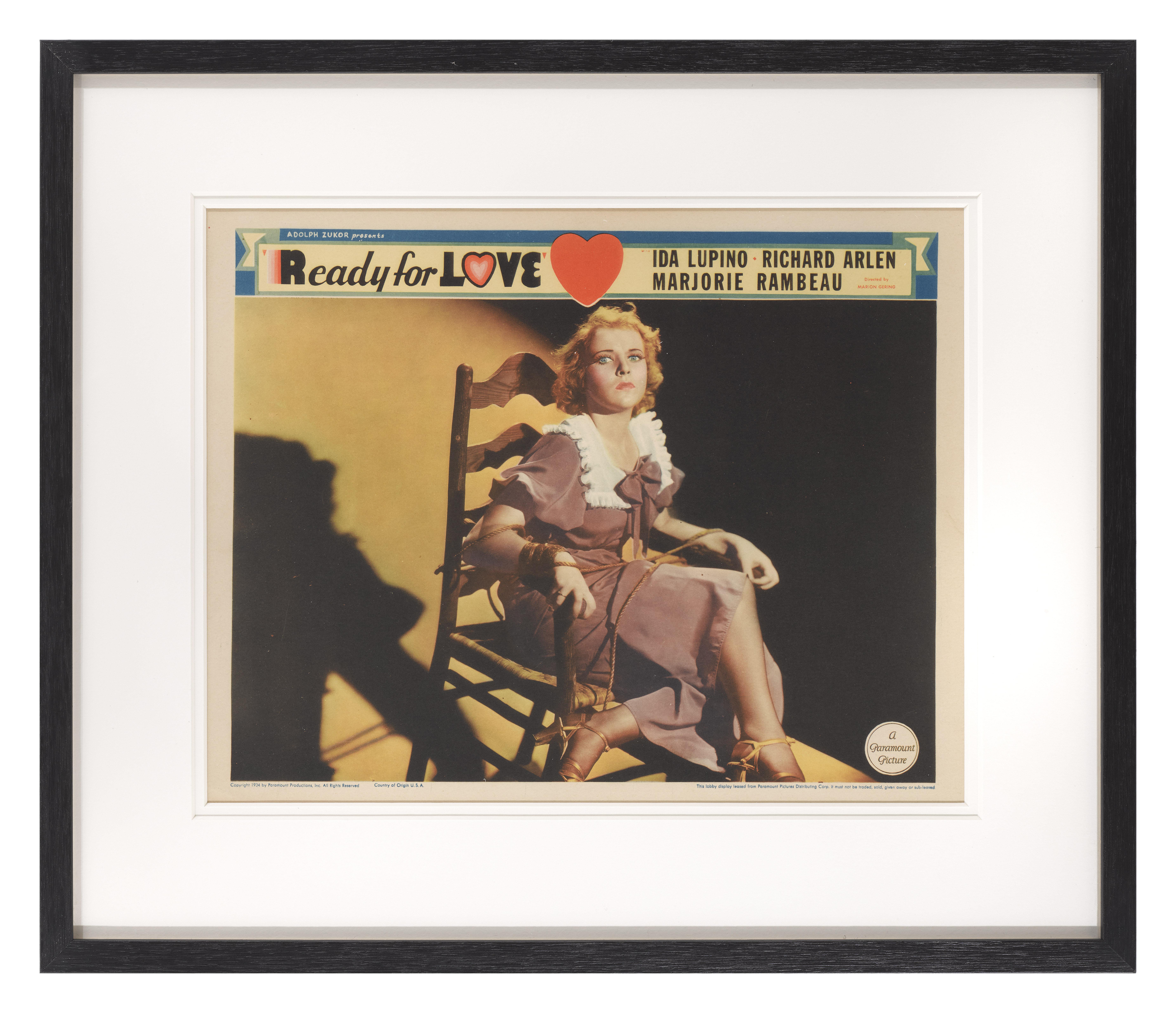 Original US lobby card for the 1934 comedy romance Ready for Love.
This film starred Ida Lupino and Richard Arlen and was directed by Marion Gering.
This lobby card is conservation framed with UV plexiglass in an Obeche wood frame with card mounts
