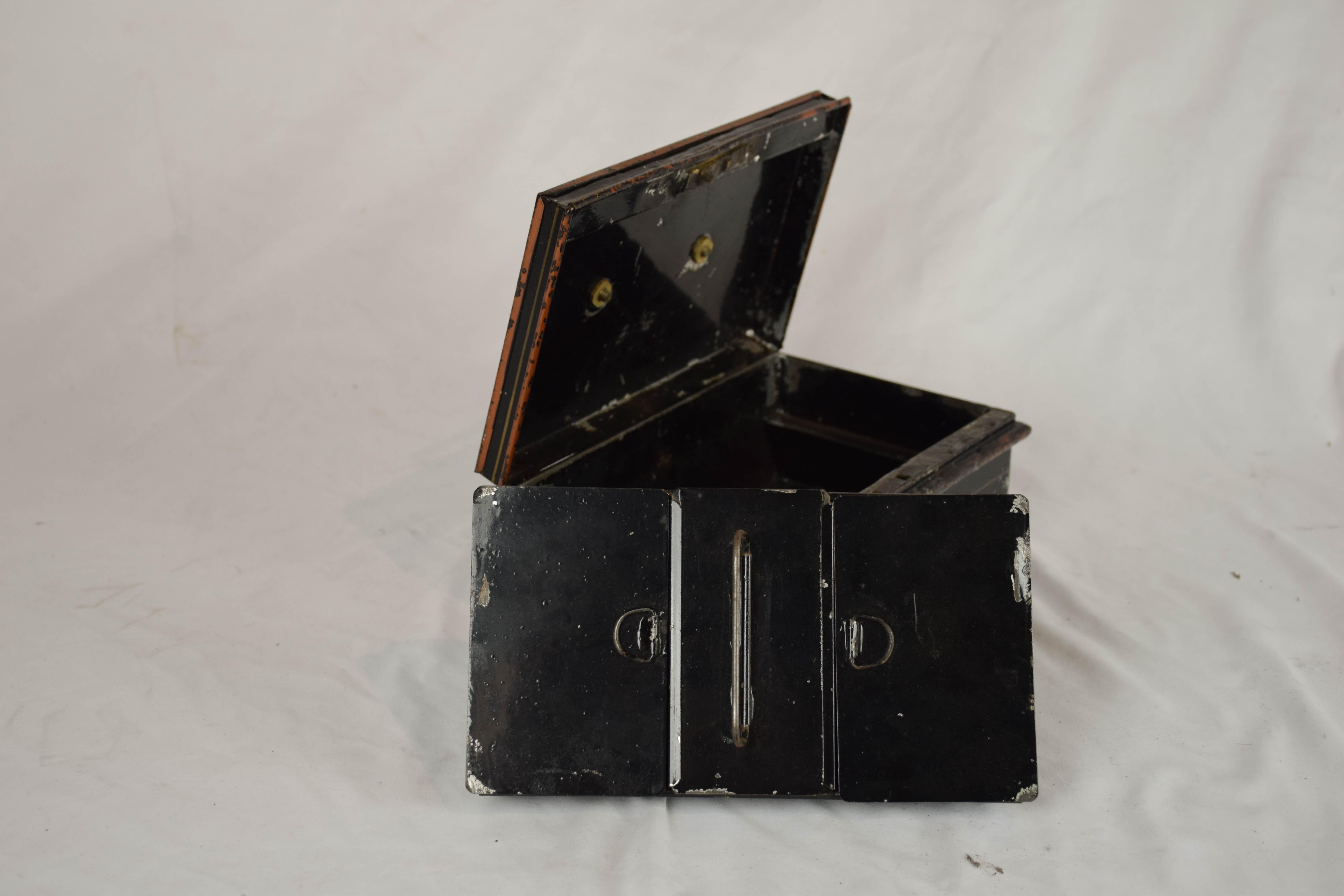 19th Century English Metal Cash Box 1