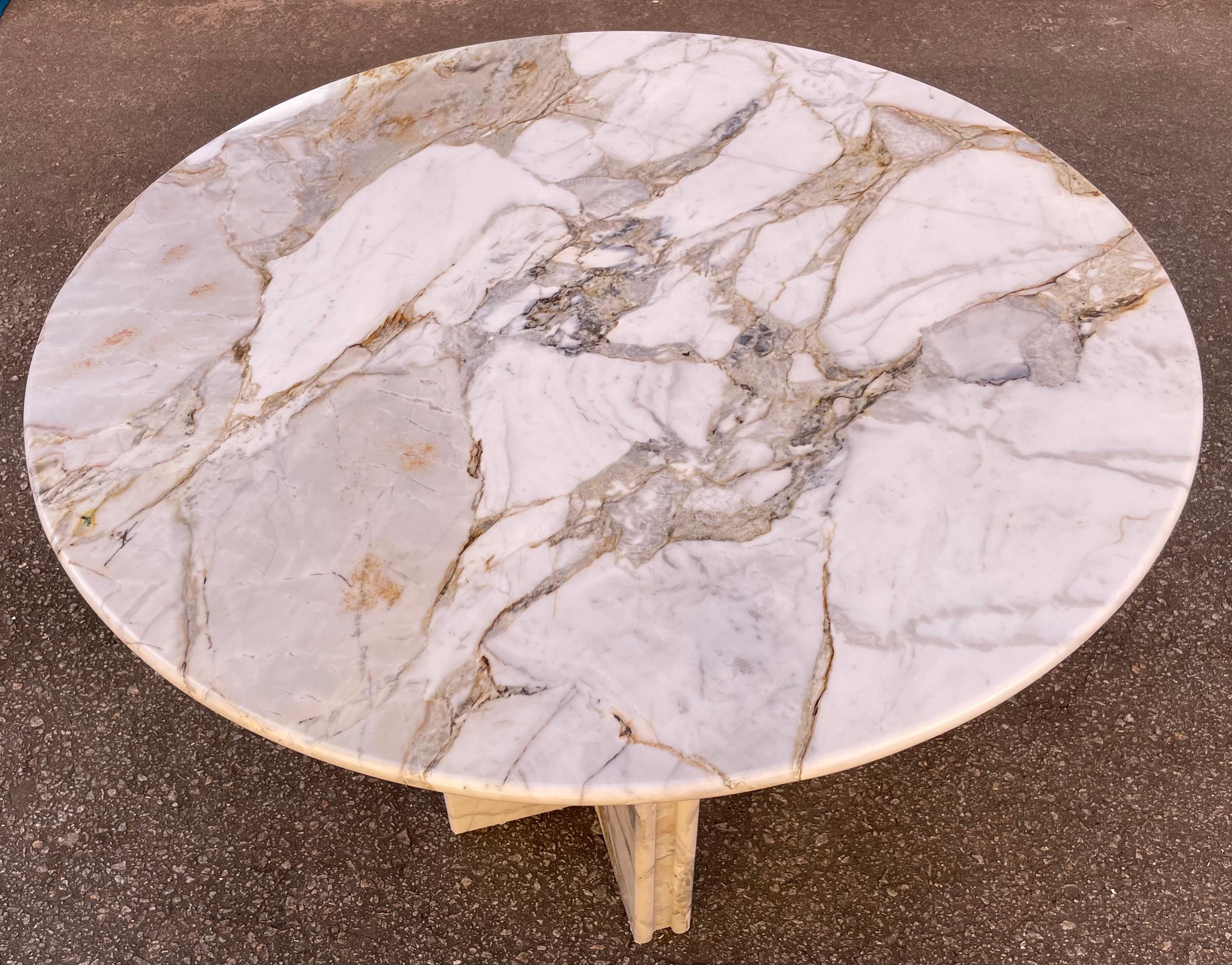 American Ready to Ship Calacatta Gold Solid Italian Marble Center Breakfast Game Table For Sale