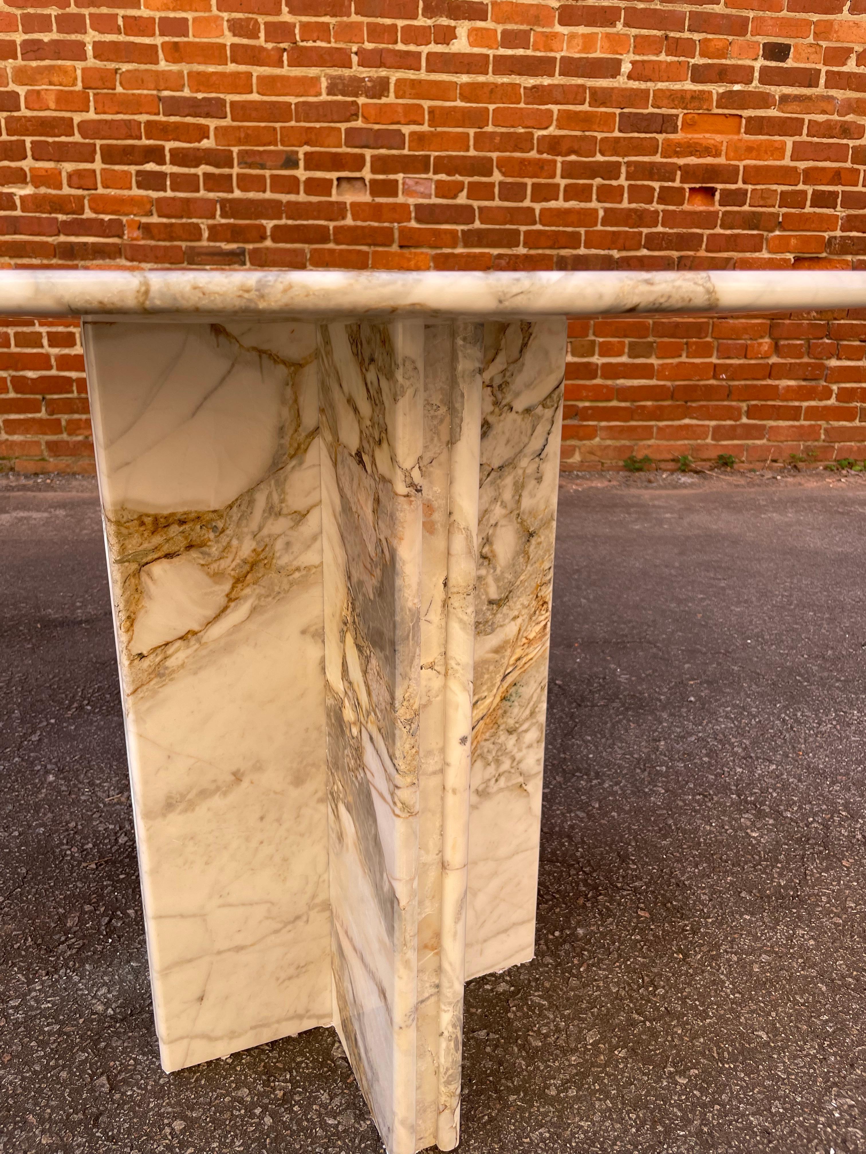 Ready to Ship Calacatta Gold Solid Italian Marble Center Breakfast Game Table In New Condition For Sale In Elloree, SC