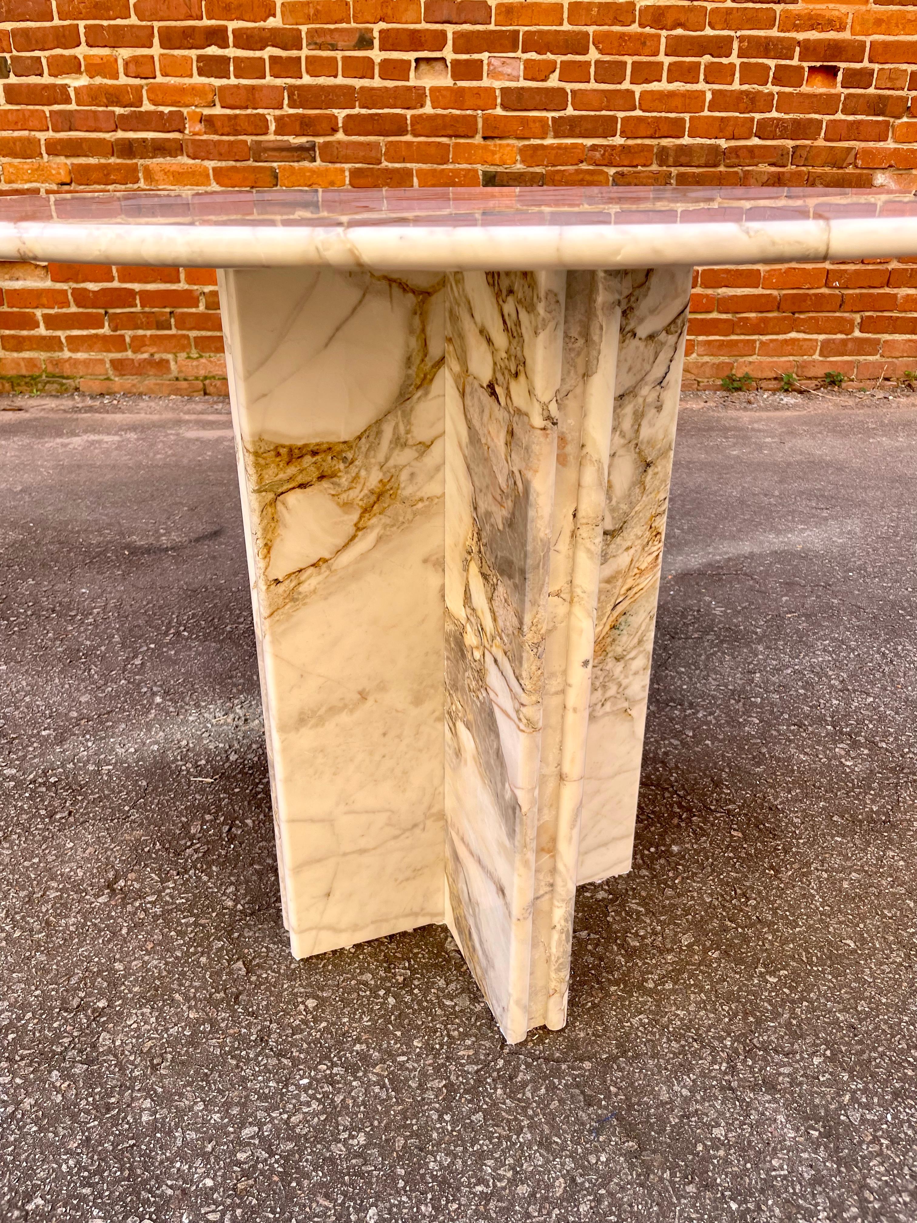 Contemporary Ready to Ship Calacatta Gold Solid Italian Marble Center Breakfast Game Table For Sale
