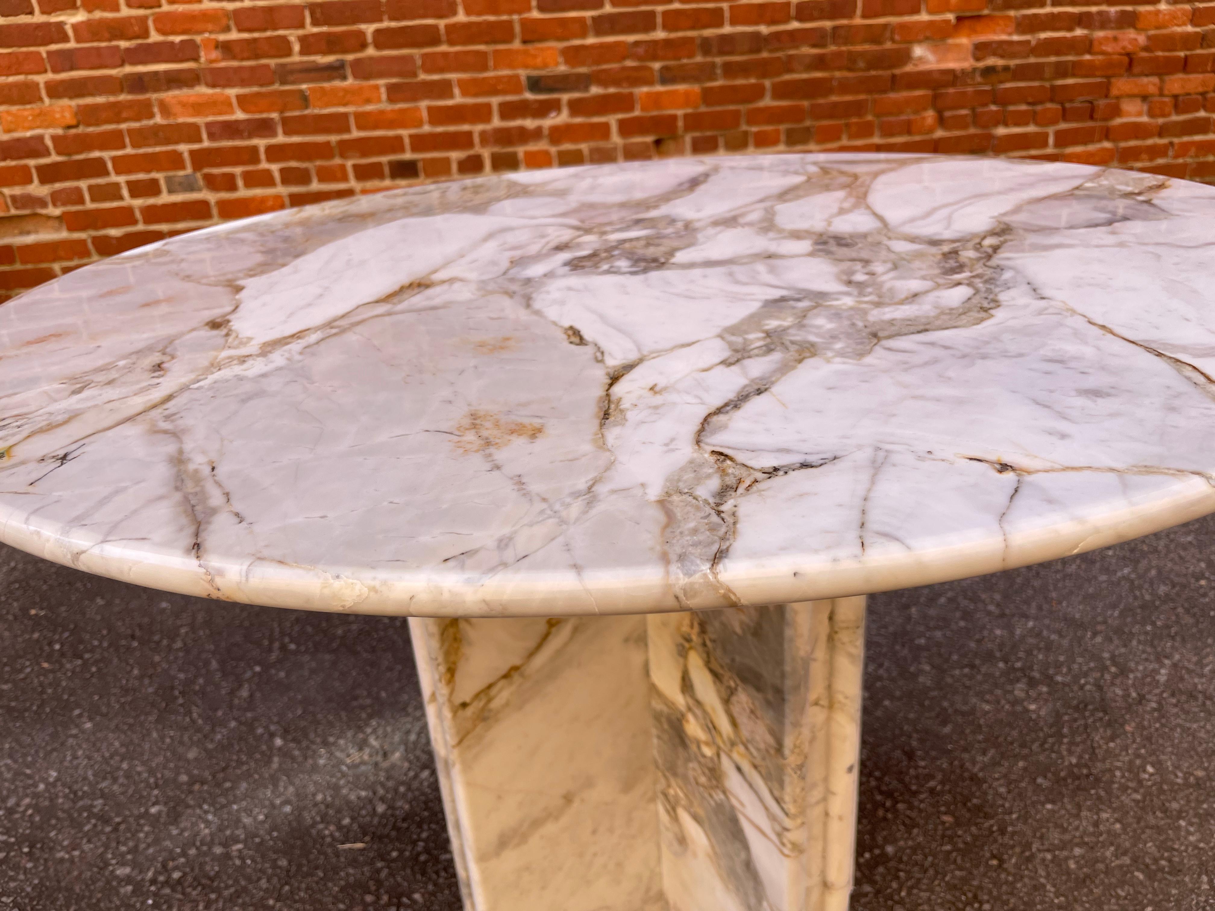 Ready to Ship Calacatta Gold Solid Italian Marble Center Breakfast Game Table For Sale 2