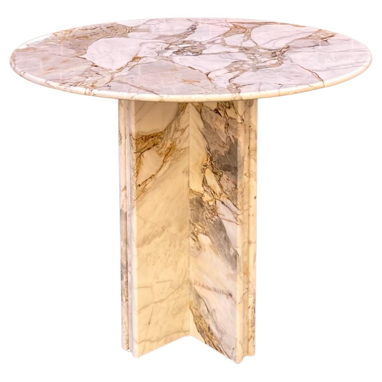 Ready to Ship Calacatta Gold Solid Italian Marble Center Breakfast Game Table For Sale