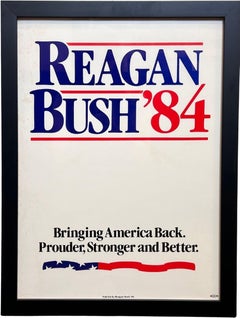 "Reagan Bush '84. Bringing America Back." Vintage Political Campaign Poster 1984