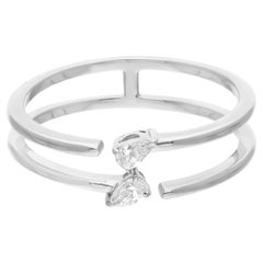Anillo de diamantes pera de 0,12 quilates con claridad SI y color HI en oro blanco de 18 quilates