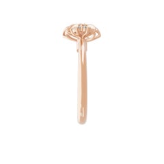 Real 0.12 Carat SI/H Round Diamond Floral Open Cuff Ring 14 Karat Rose Gold