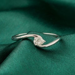 Real 0.16 Carat SI Clarity HI Color Solitaire Diamond Ring 18 Karat White Gold