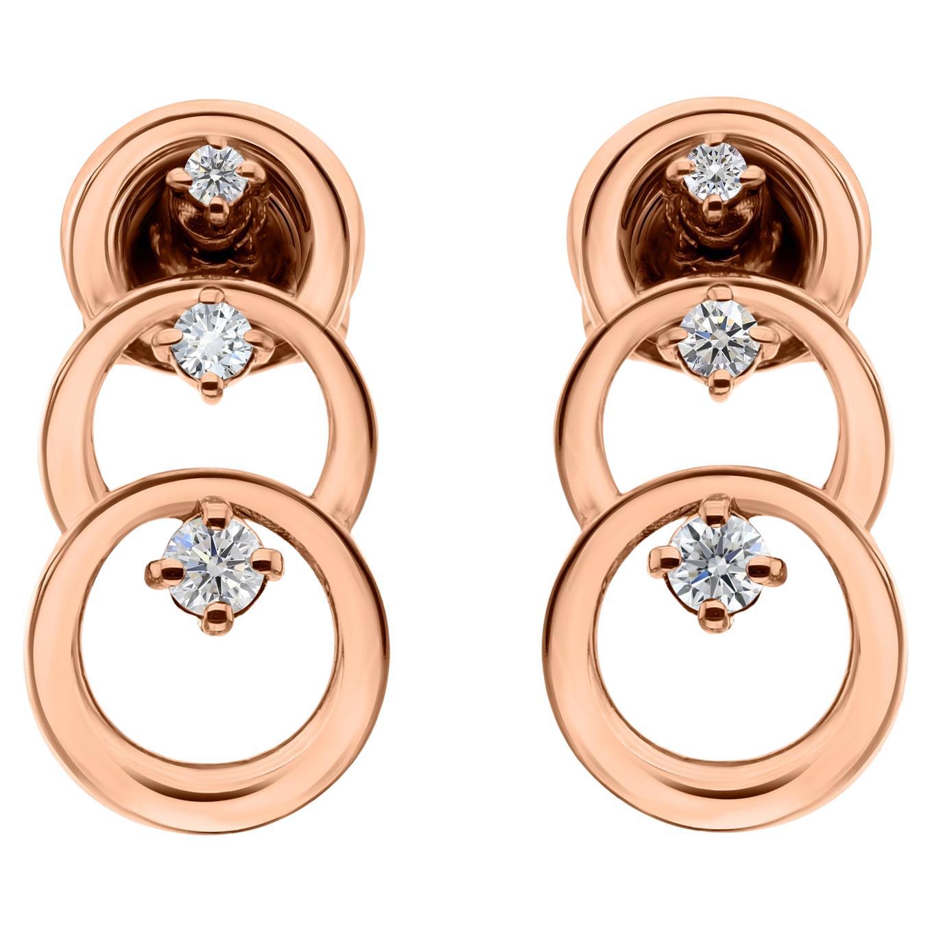 Orecchini di diamanti reali da 0,17 carati SI Clarity GH Color Gioielli in oro rosa 9 carati