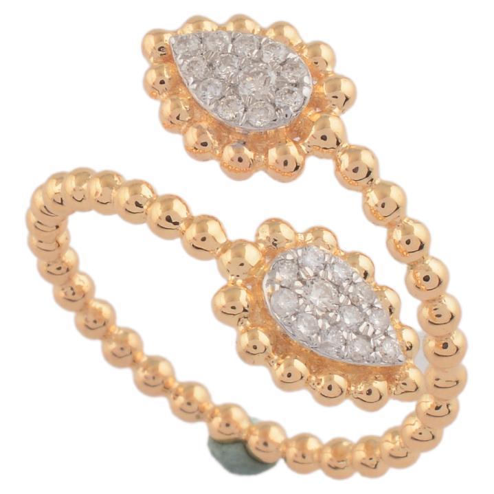 For Sale:  Real 0.2 Carat SI Clarity HI Color Diamond Leaf Wrap Ring 18 Karat Rose Gold 3
