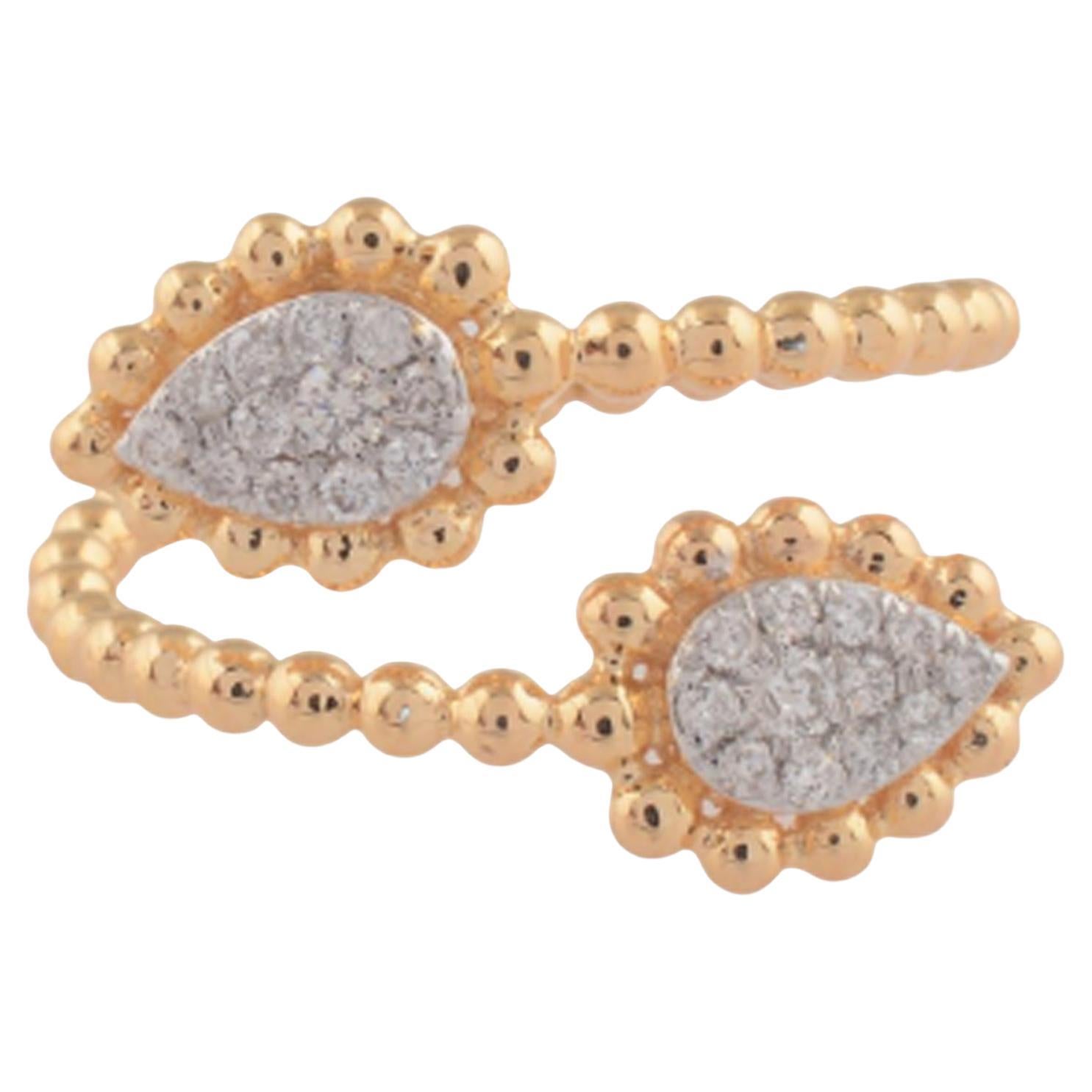 Anillo envolvente de diamantes en forma de hoja de 0,2 quilates de oro rosa de 18 quilates con claridad SI y color HI