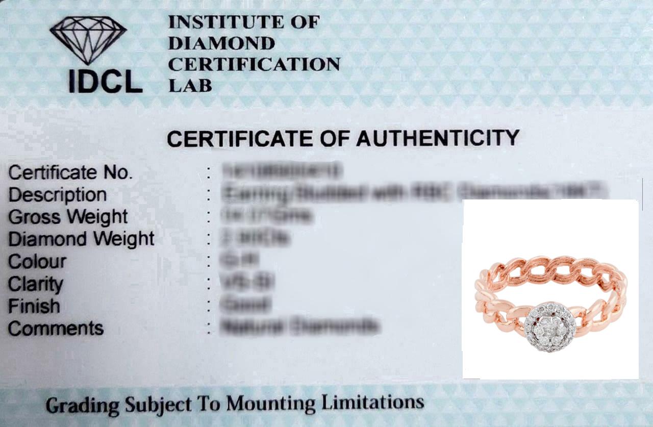 Women's Real 0.2 Carat SI Clarity HI Color Diamond Link Design Ring 18 Karat Rose Gold For Sale