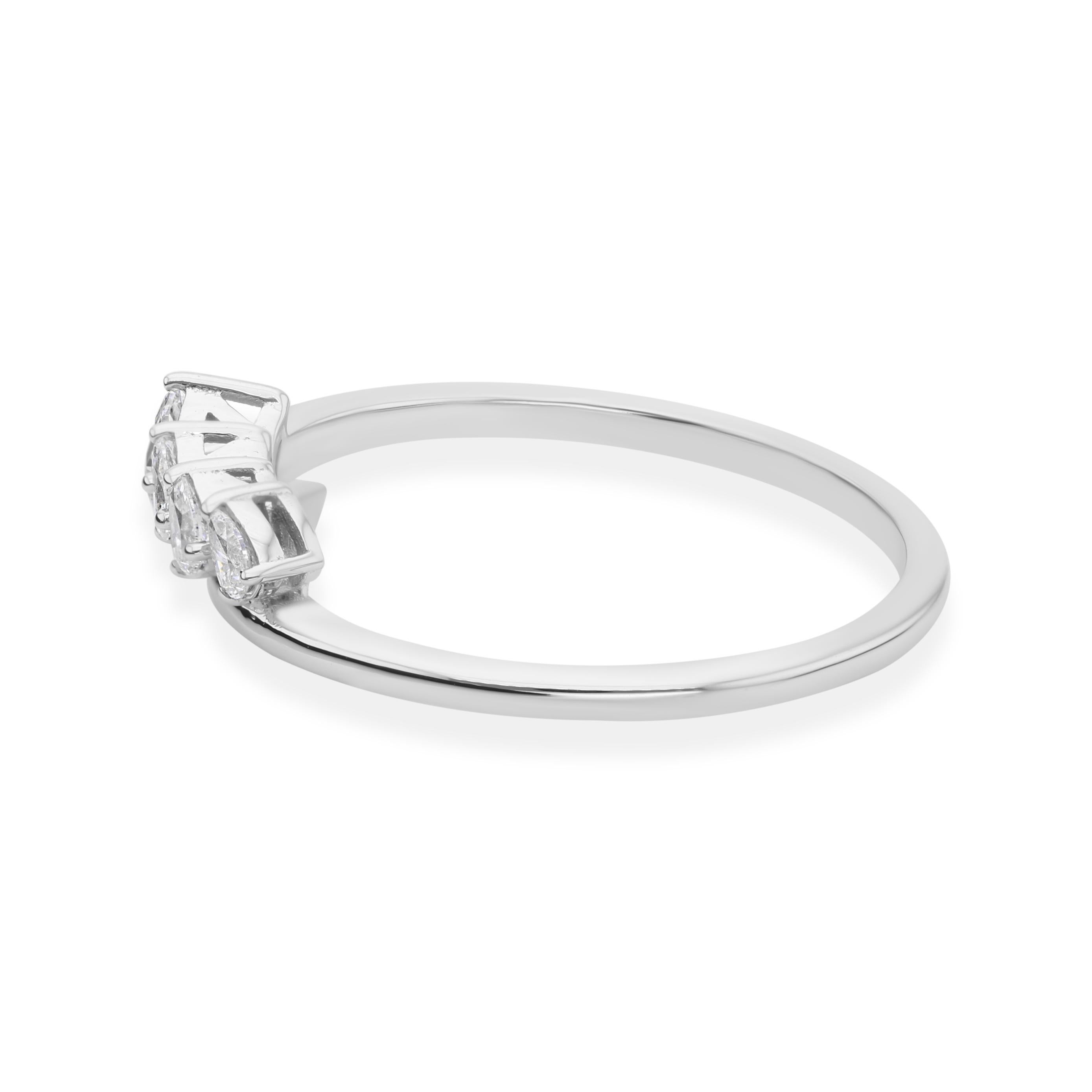 En venta: Real 0,2 quilates SI Claridad HI Color Anillo de diamantes pera 14 quilates de oro blanco Joyería  5