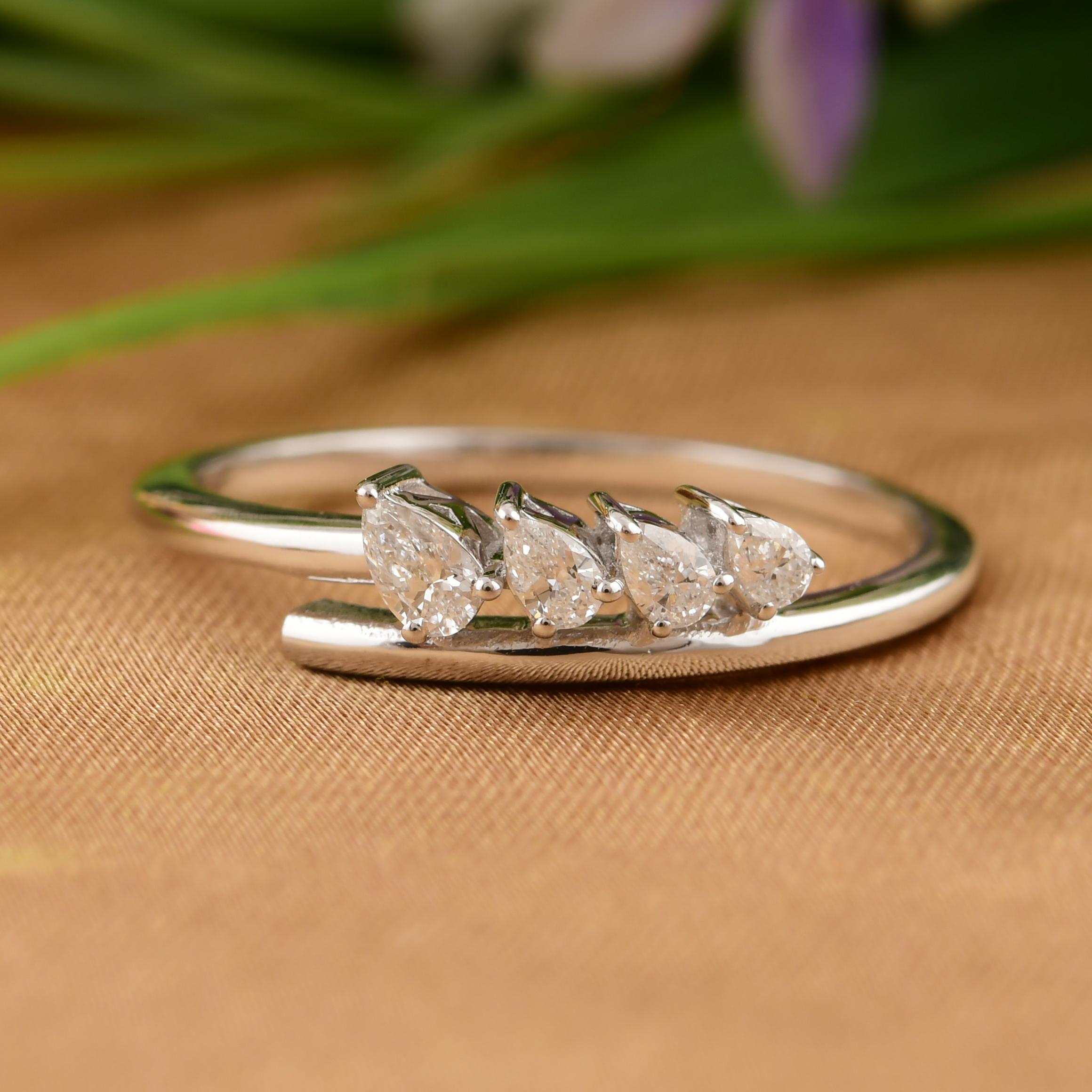 in vendita:  Vero anello di diamanti a pera da 0,2 carati SI Clarity HI Color Gioielli in oro bianco 18 carati 7