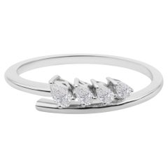 Real 0.2 Carat SI Clarity HI Color Pear Diamond Ring 18 Karat White Gold Jewelry