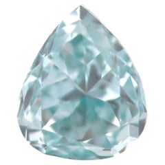 Diamante naturale sfuso da 0,22 ct, colore blu-verde fancy, certificato GIA SI2, forma a pera