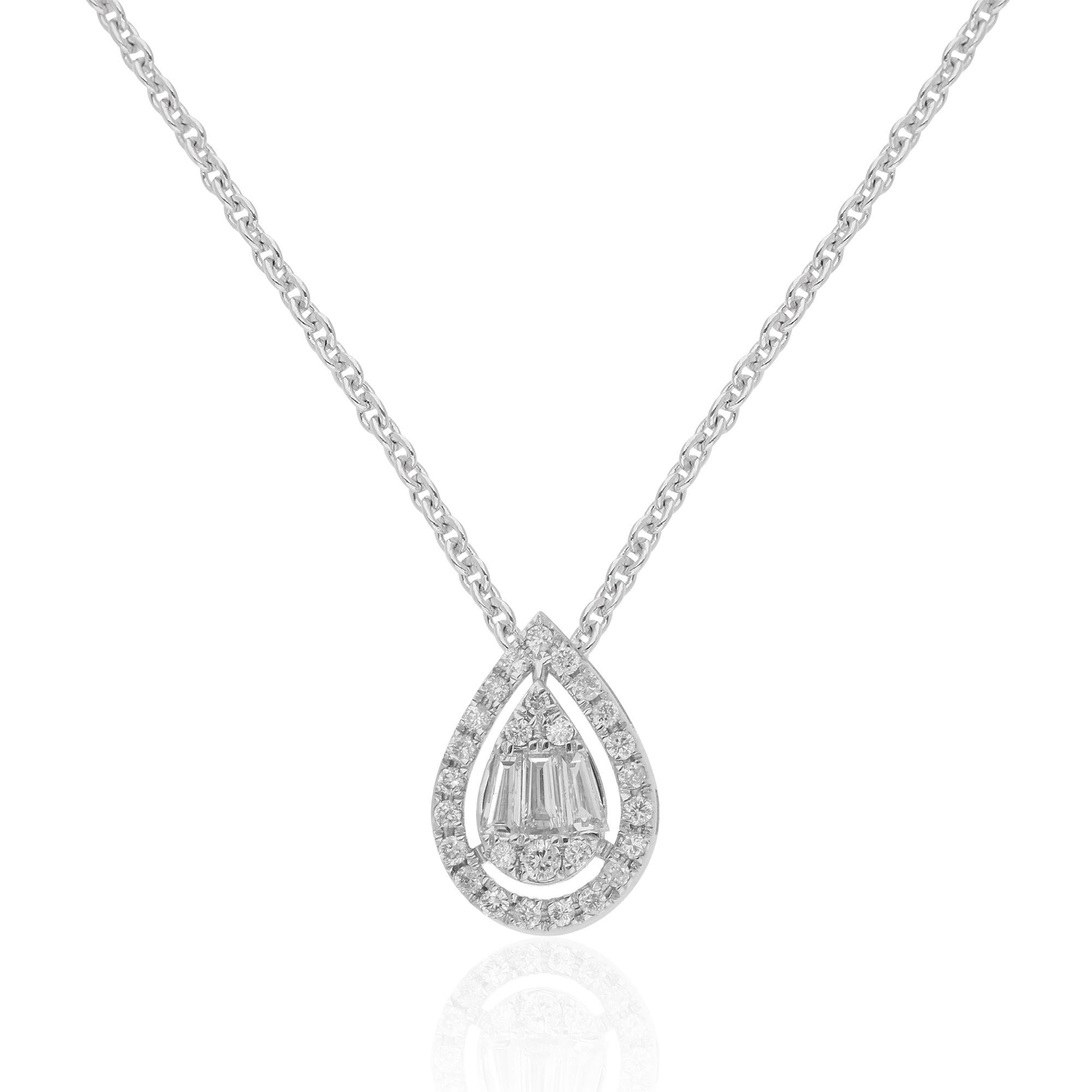 Item Code :- CN-16939
Gross Wt. :- 4.58 gm
18k White Gold Wt. :- 4.52 gm
Natural Diamond Wt. :- 0.30 Ct. ( AVERAGE DIAMOND CLARITY SI1-SI2 & COLOR H-I )
Necklace Length :- 16 Inches Long

✦ Sizing
.....................
We can adjust most items to