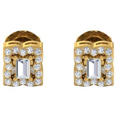 Real 0.31 Carat SI Clarity HI Color Diamond Flower Stud Earrings 18k Yellow Gold