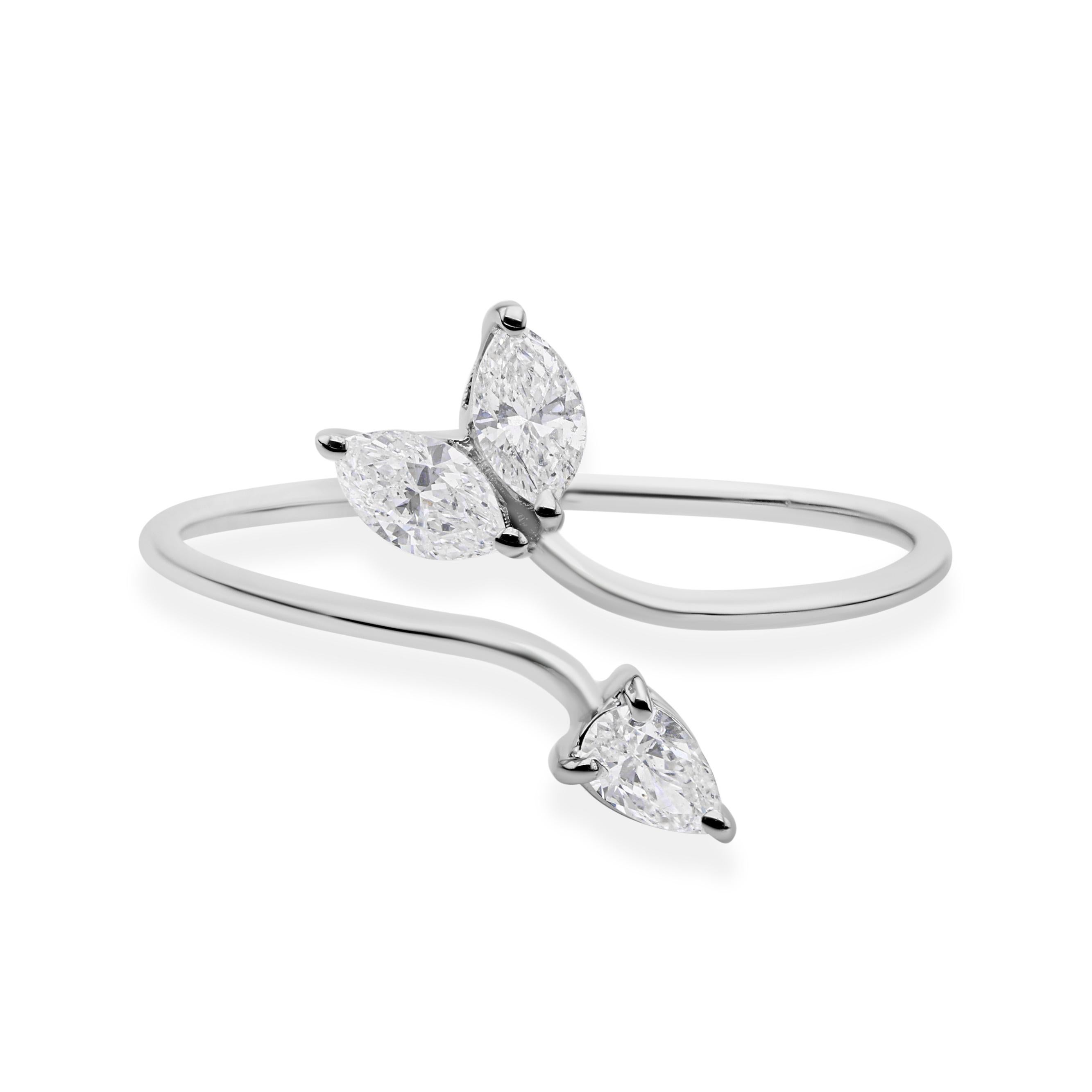 En venta: Anillo de oro blanco de 14 quilates con diseño de flecha de diamantes marquesa pera de 0,31 quilates SI/H reales  7