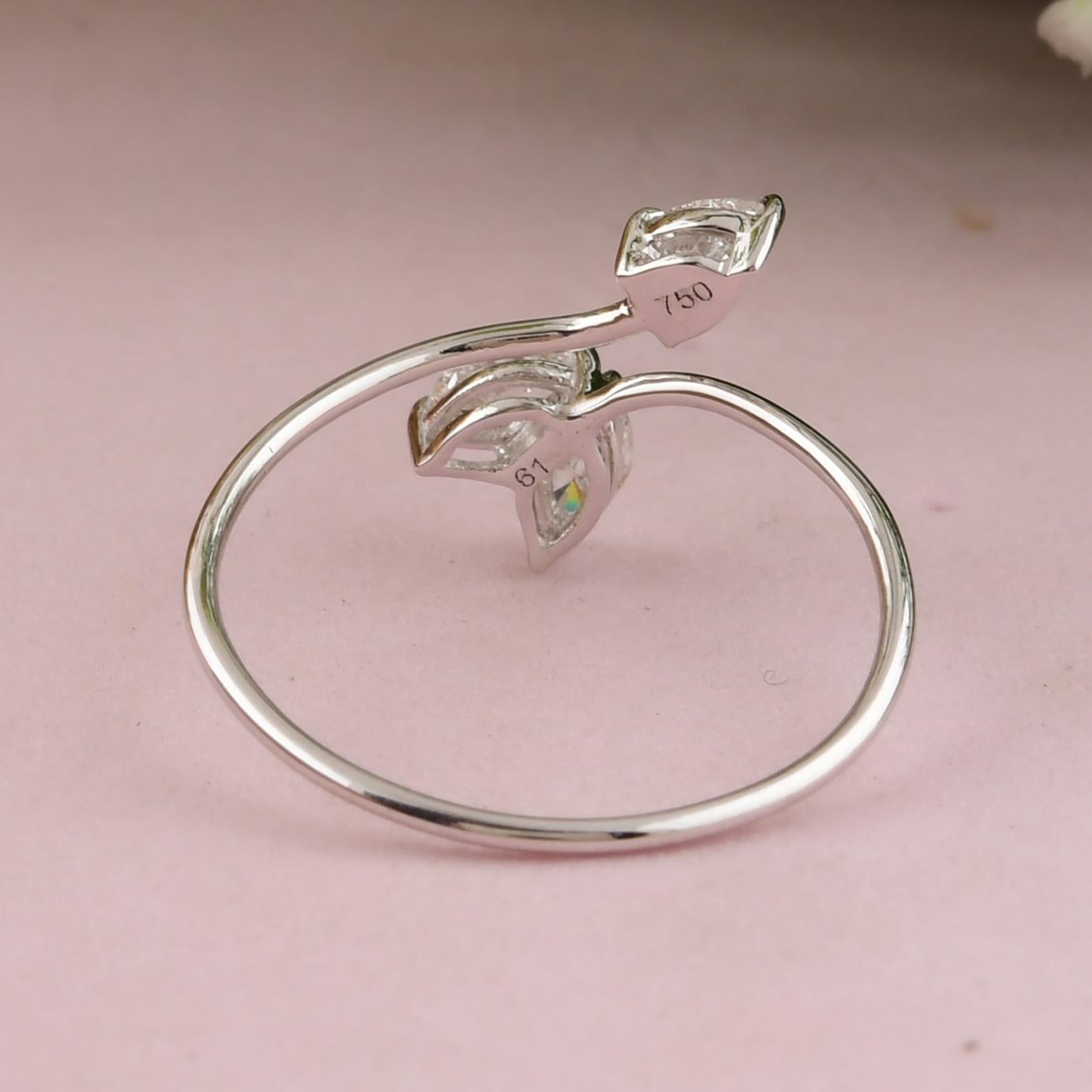 in vendita:  Anello con diamante reale da 0,31 carati SI/H Pear Marquise Arrow Design Oro bianco 18 carati 3