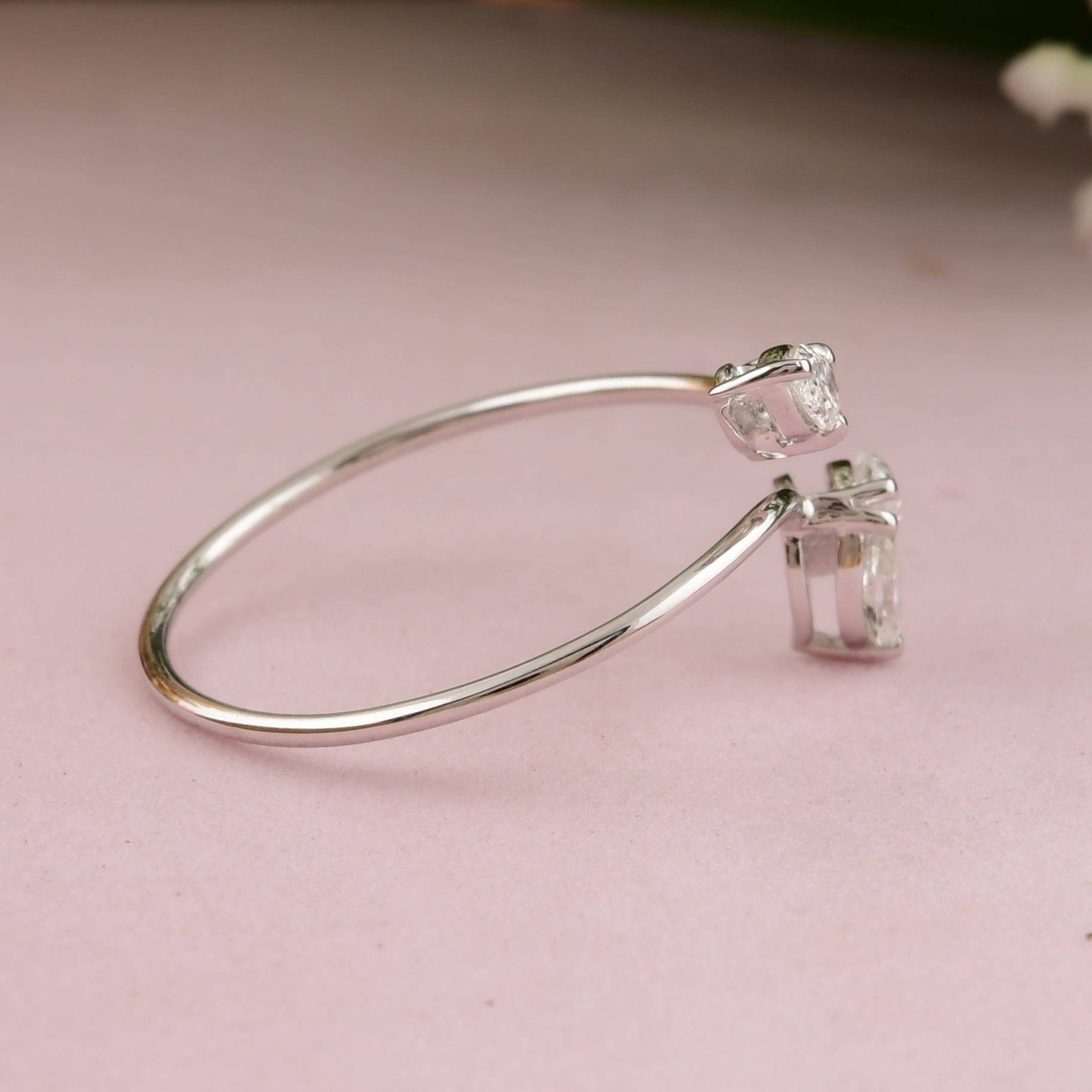 in vendita:  Anello con diamante reale da 0,31 carati SI/H Pear Marquise Arrow Design Oro bianco 18 carati 4