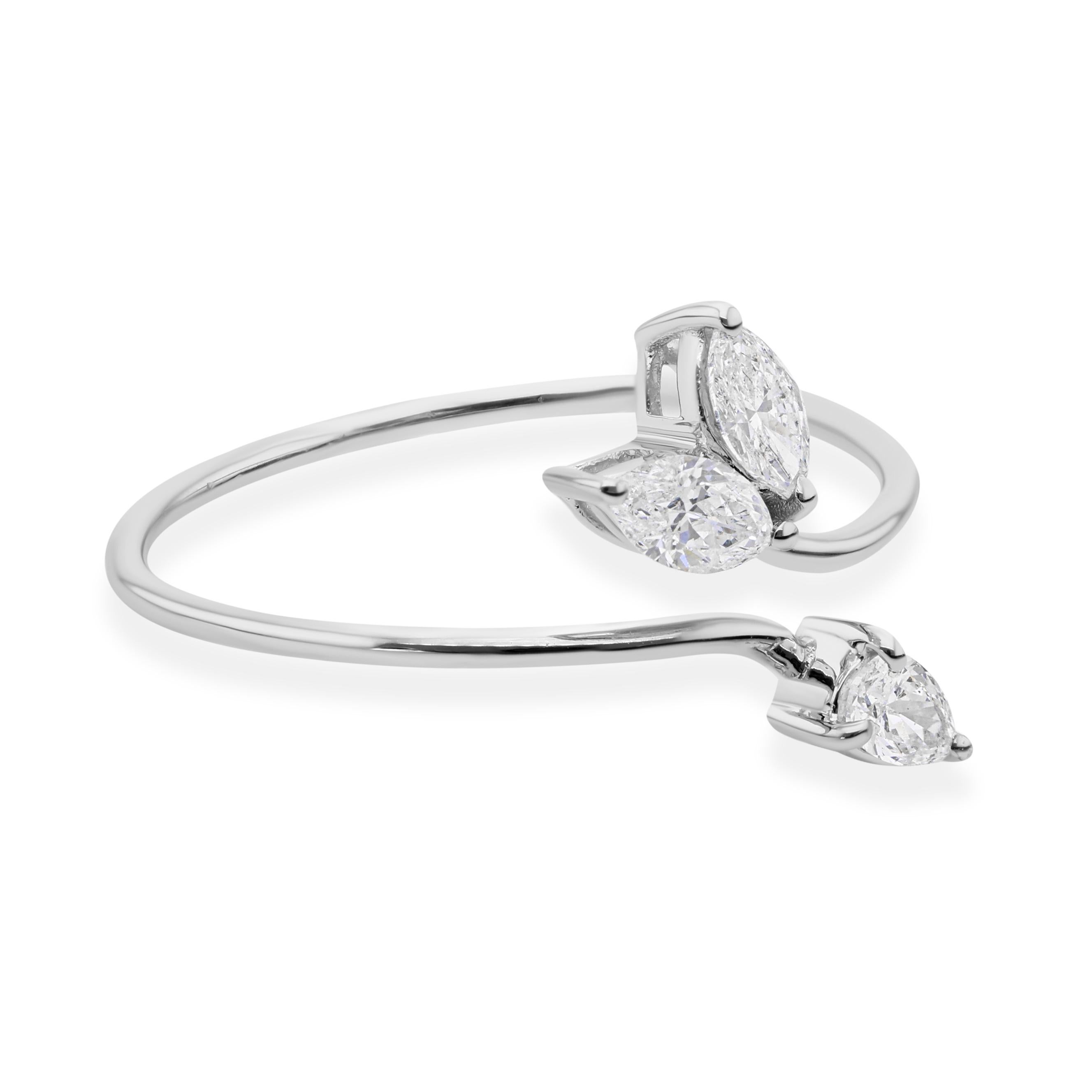 in vendita:  Anello con diamante reale da 0,31 carati SI/H Pear Marquise Arrow Design Oro bianco 18 carati 7