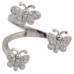 Natural 0.3 Carat SI Clarity HI Color Diamond Butterfly Ring 14 Karat White Gold