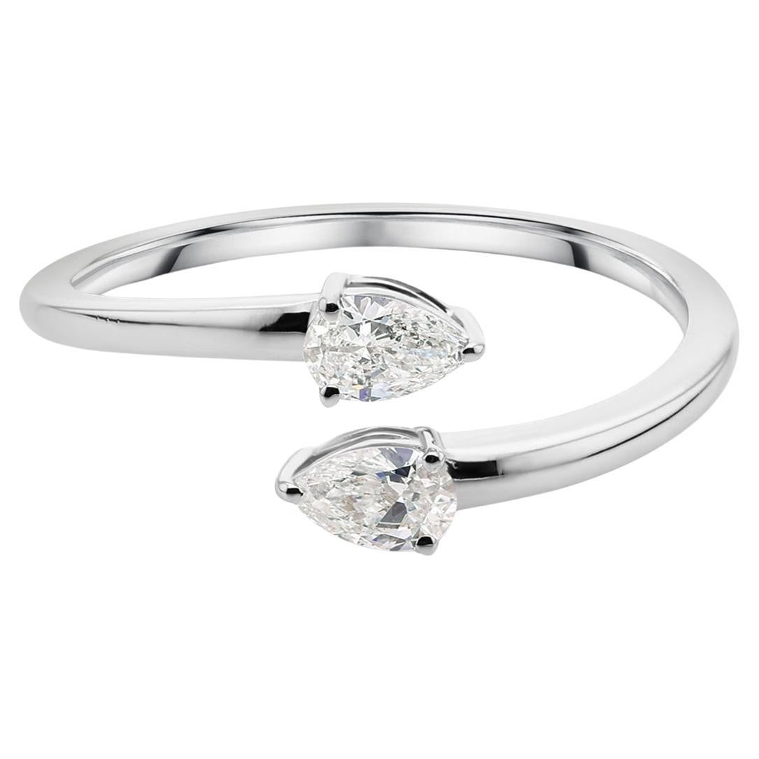 Im Angebot: Echte 0,36 Karat SI Reinheit HI Farbe Birne Diamant Wrap Ring 18 Karat Weißgold ()