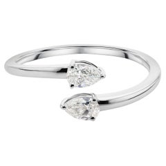 Real 0.36 Carat SI Clarity HI Color Pear Diamond Wrap Ring 18 Karat White Gold